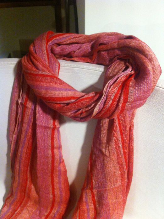 Echarpe de ​Primavera​/Verão às riscas, de ​t​ons rosa e vermelho64284869509761124