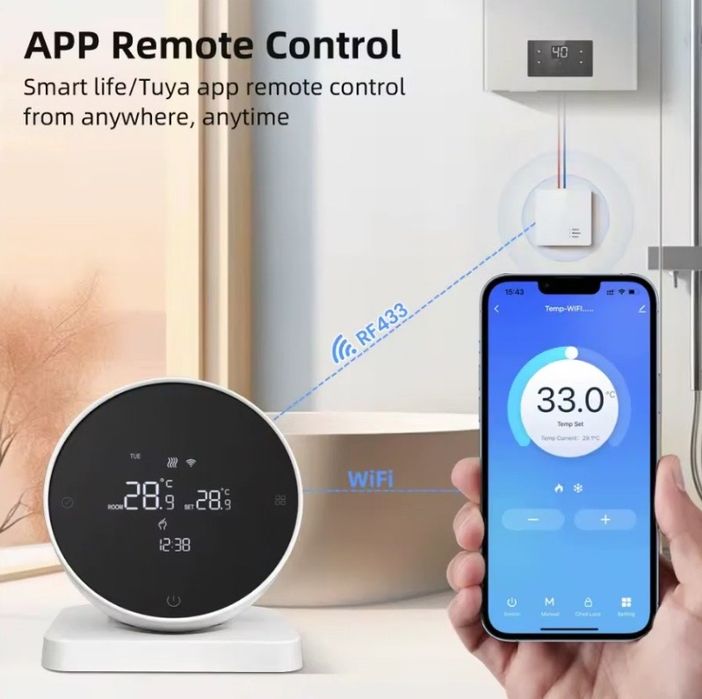 Бездротовий програмований термостат AVATTO WT498 з WIFI, для котлів