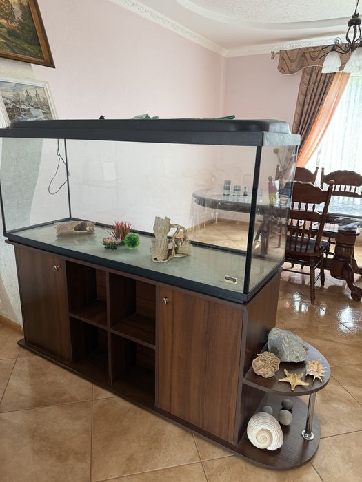 Акваріум 450л з кришкою, світлом та тумбою