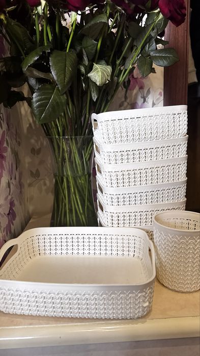 Органайзер  пластиковый, набор карзин  для хранения, контейнер белый