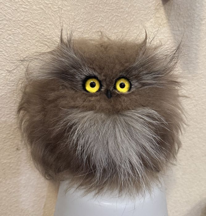 Декоративная сова ,сувенир ,шерсть ламы