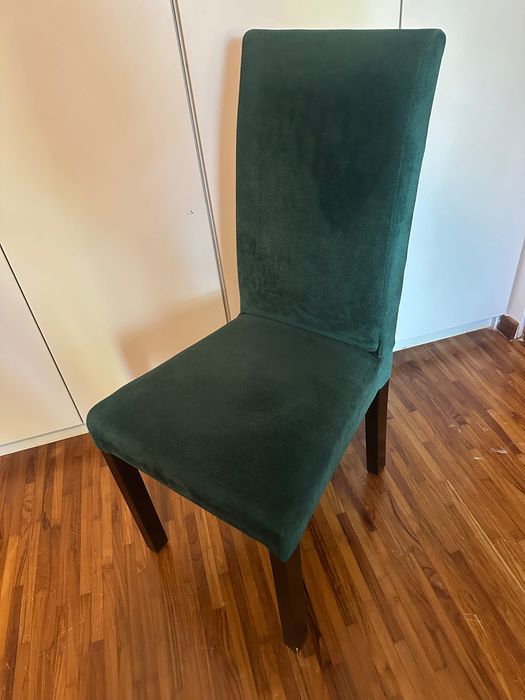 2 nowoczesne krzesła tapicerowane, zielony welur, stan bardzo dobry