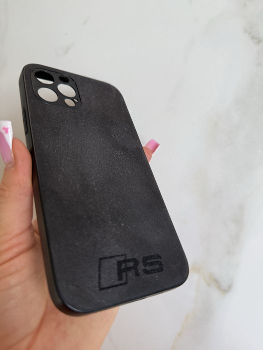 Case etui zamszowe czarne Audi RS iPhone 12 pro