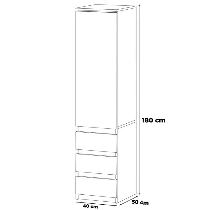 Nowoczesna Szafa Słupek 3 Szuflady 40cm Garderoba Wąska Do Przedpokoju