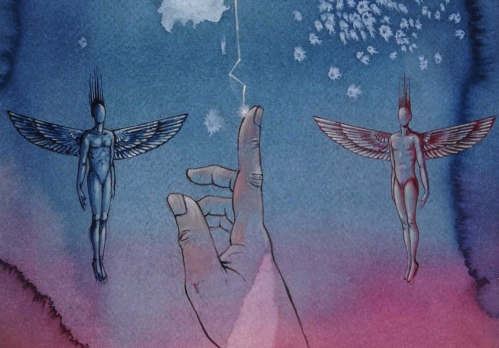 Aguarela original de Carlos Marques. Criação, Inteligência Artificial.