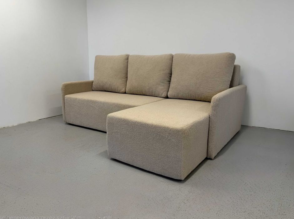 Narożnik Flavio. Rogówka. Sprężyny bonell, tkanina boucle, baranek