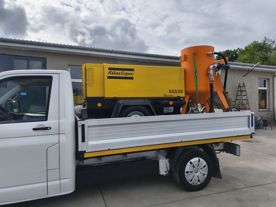 Kompresor spalinowy Atlas copco xas 66+Piaskarka fabrycznie nowa  zestaw do piaskowania silnik Deutz dostawa i szkolenie Gratis w całej Polsce