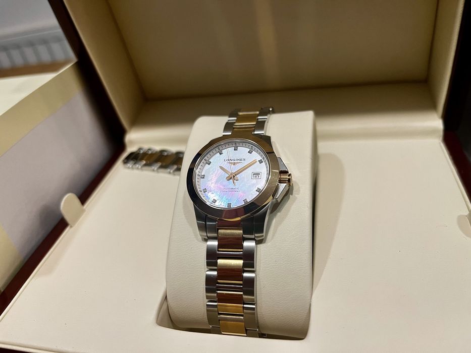 Longines Conquest Lady 29,5mm damski bikolor stal złoto 18k diamenty