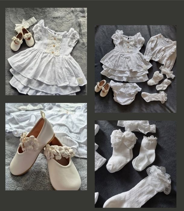 Ubranka na chrzest, roczek, wesele, uroczystość rozm. 80, 86