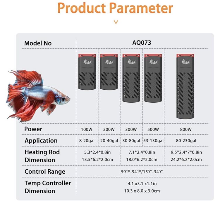 Grzałka do akwarium 200W dla 20-40 Gal.Grzałka cyfrowy termostat