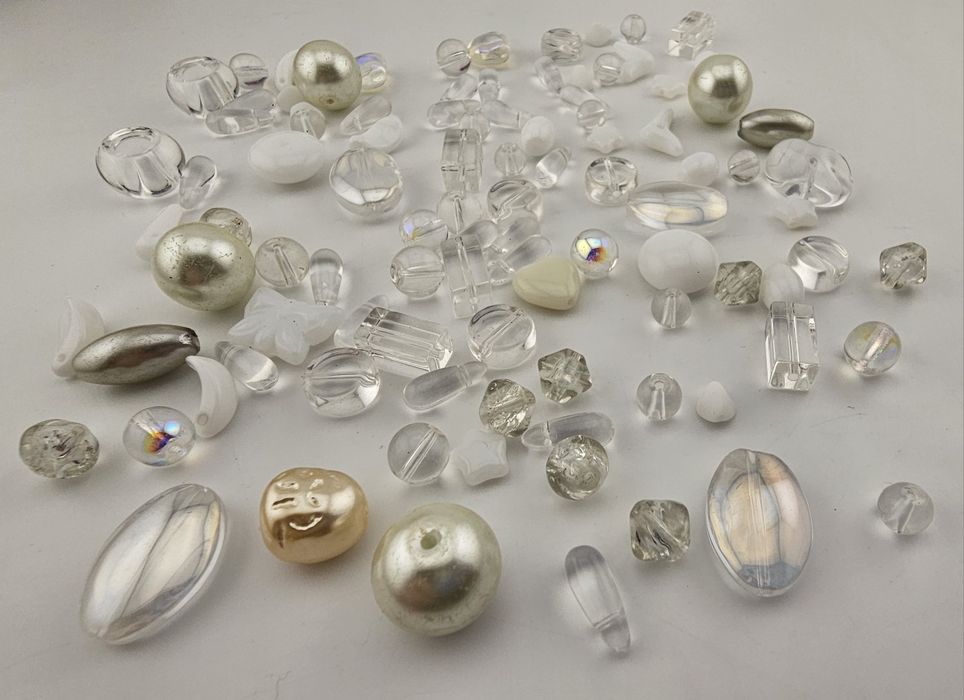 100szt koraliki Jablonex extra Mix szkło biały transparentny