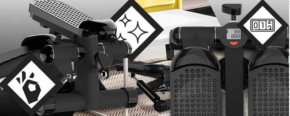 Степпер тренажер  с эспандером и счетчиком калорий мини степпер