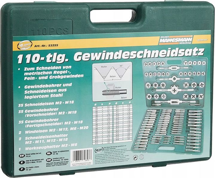 Zestaw Gwintowników I Narzynek Mannesmann 110el.