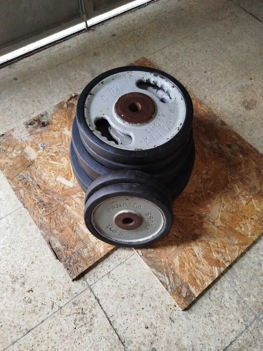 2 Suportes de Disco e Barras + Discos Panatta