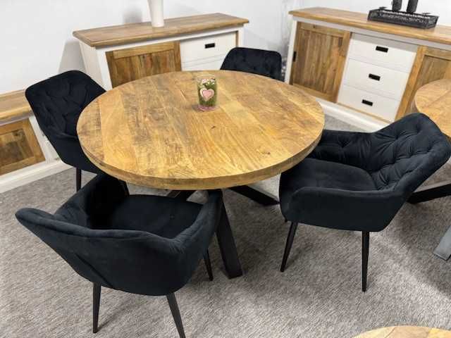 Piękny okrągły stół 120cm średnicy drzewo mango styl LOFT NOWY F-Vat