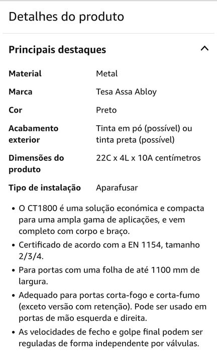Fecho de portas braço preto