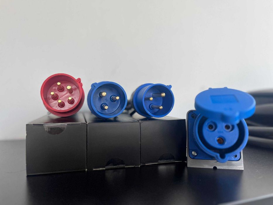Адаптери для зарядки Tesla Mobile Connector Gen2/Gen3 | 32A | Перехідник Синій / Червоний | Без заземлення