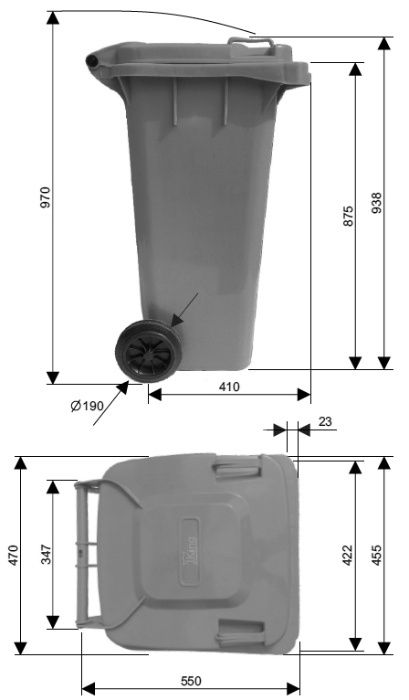 120L Kosz Pojemnik Kubeł Śmietnik na odpady śmieci Nowy ŻÓŁTY!
