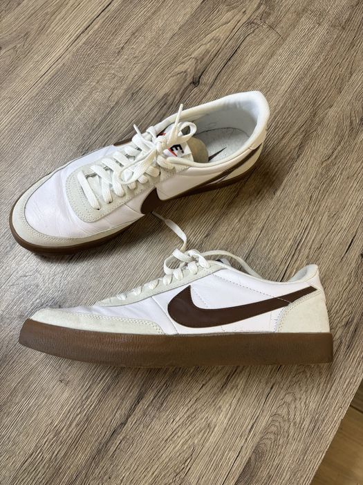 кеди найк nike розмір 44.5 білі з коричневою підошвою!!