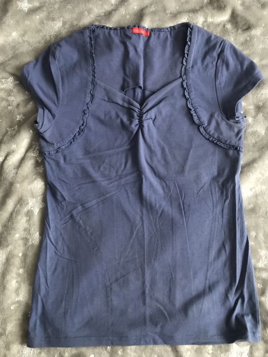 Niebieska koszulka bluzka t-shirt falbanka rozm. 40 L #1