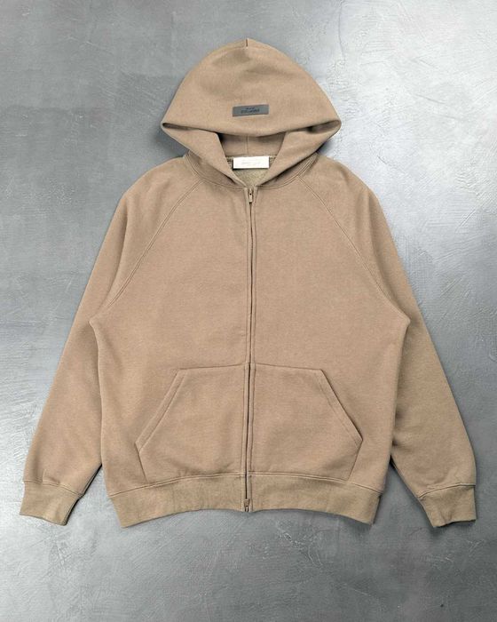 Худі Fear Of God Essentials Logo-Flocked Zip-Up Hoodie Tobacco