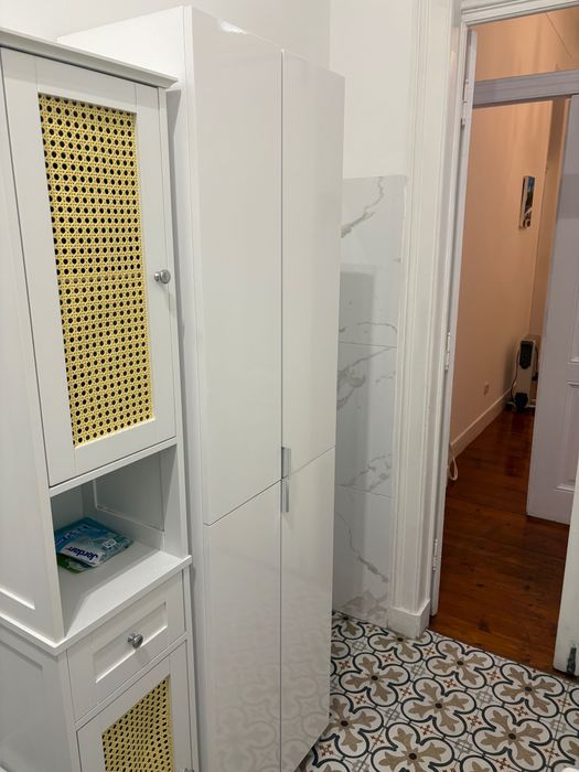 Móvel de casa de banho arrumação 4 portas 181x50x30 cm branco Sensea