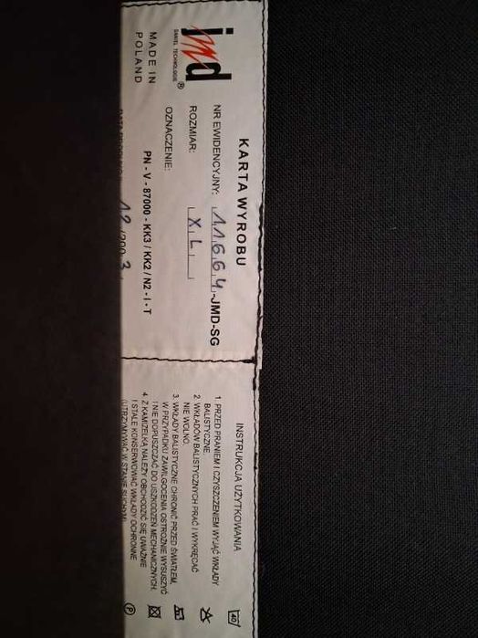 Kamizelka kuloodporna pokrowiec + wkłady po terminie