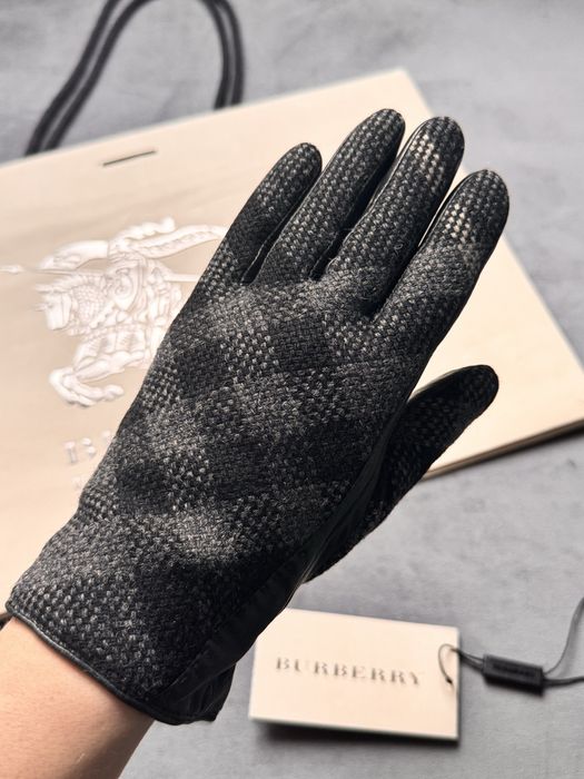 Rękawiczki zimowe skórzane Burberry rozm. 7 (XS) wełna kaszmir