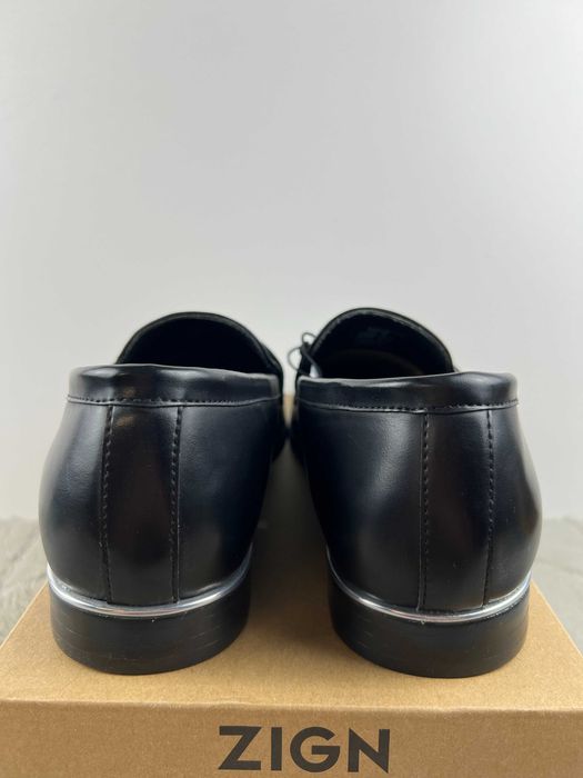 Buty męskie czarne połbuty mokasyny zign 44