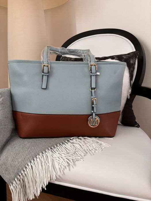 Mala / Shooper azul e castanha