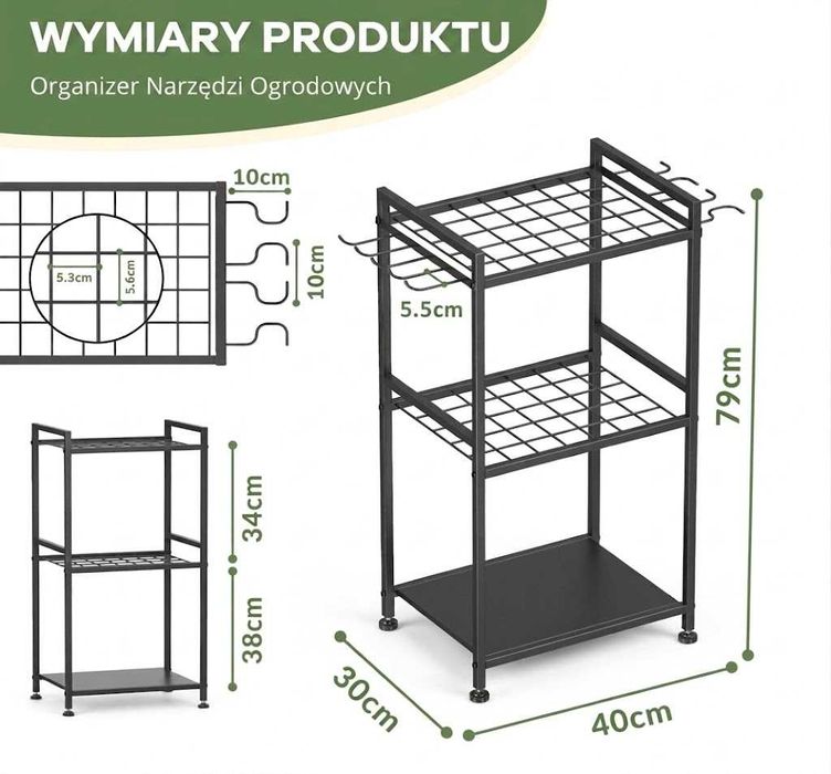 Organizer stojak na narzędzia ogrodowe do garażu łopaty grabie metalowy solidny mocny wieszak na szpadle pomieści aż 40 sztuk wysyłka OLX nowy