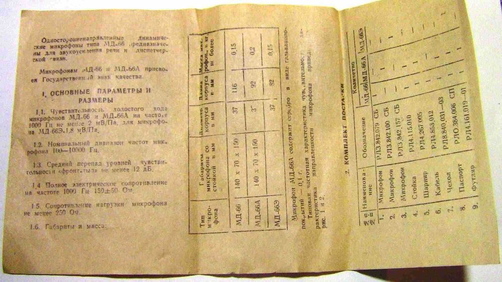 Микрофон динамический "МД-66А", 1981г.