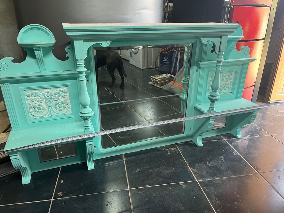 Beautifully handcarved mirrored shelf