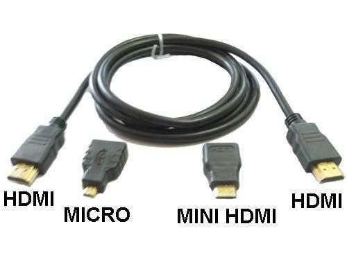 Кабель Hdmi 1.5 м (3 в 1) +2шт перехідники в комплекті micro/mini hdmi