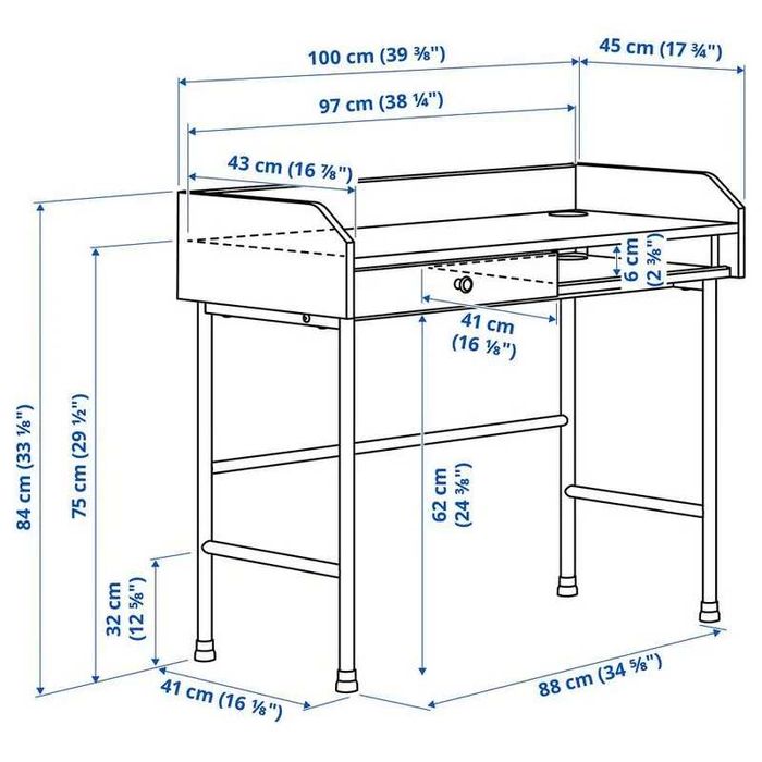 Secretaria e cadeira (combo) Ikea usadas cinzentas