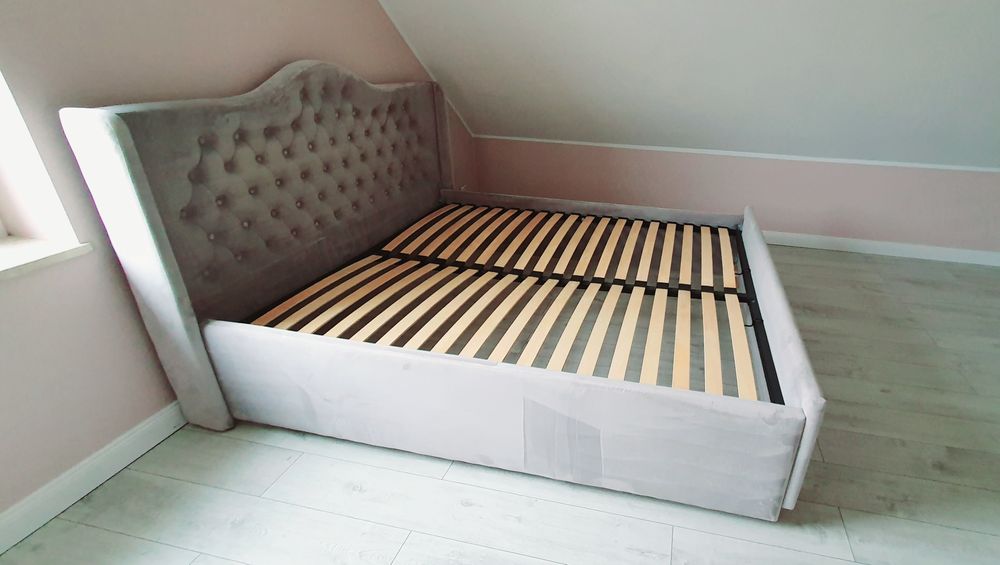 Łóżko welurowe szare 200x220