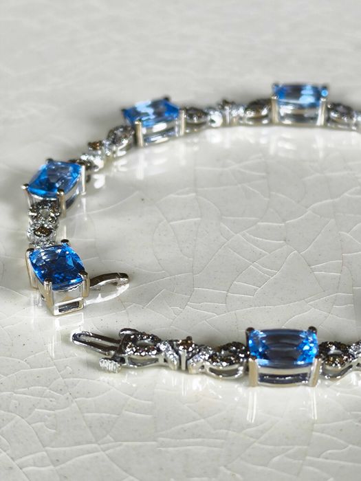 Luksusowa Bransoletka Le Vian z brylantami 2,20ct i topazami / certyfikat