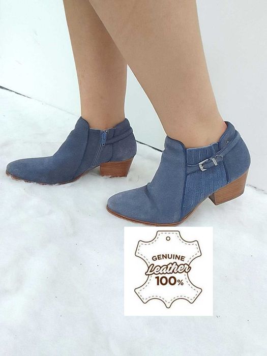 Bourbon - Amy Huberman skórzane botki kowbojki skóra zamsz 40