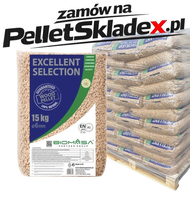 Pellet Excellent Selection 6 mm – paleta 990 kg (66 worków), wysyłka w całej Polsce | PelletSkladex.pl