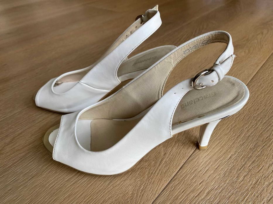 szpilki sandały 36 białe ślub obcas 8 cm