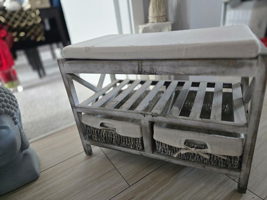 Ławka ławeczka szafka do przedpokoju z wiklinowymi dwoma koszyczkami