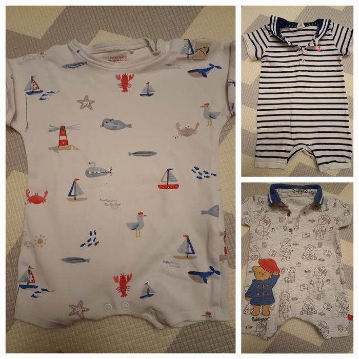 Rampersy z krótkim rękawem 3 sztuki rozmiar 68