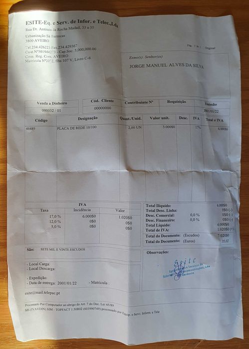 Adaptador Ethernet PCI  para computadores retro