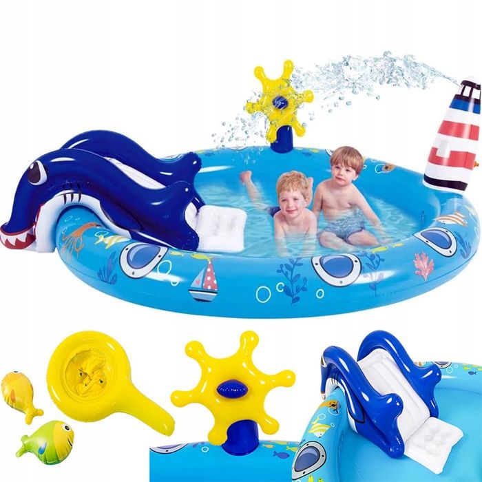 basen dla dzieci wodny plac zabaw wodny zjeżdżalnia+zabawki fontanna