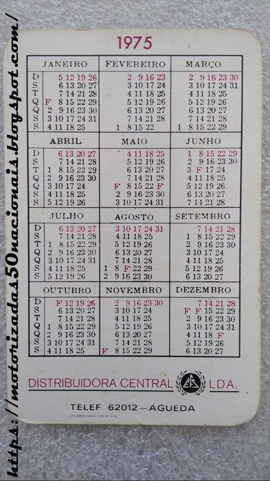 Calendário EFS de 1975 + Alfinete de Lapela EFS