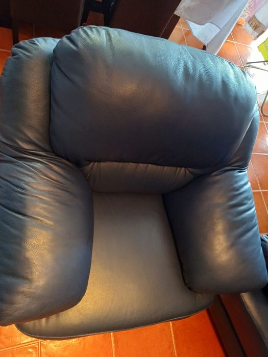 Sofás pele sintética azul