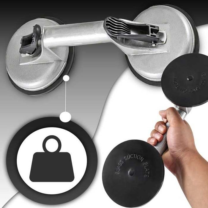 Przyssawka Podwójna Do Szyb Uchwyt Do Szkła Glazury Do 100kg Aluminium