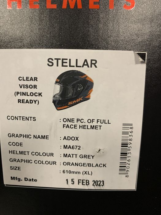 Kask motocyklowy SMK Adox rozmiar XL, Certyfikat EU, Promocja,wysylka!