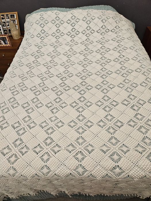 Coberta de renda feita à mão-Cama de casal