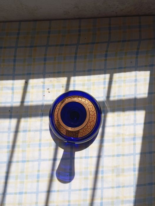 Jarra vintage azul cobalto Barthmann com dourado